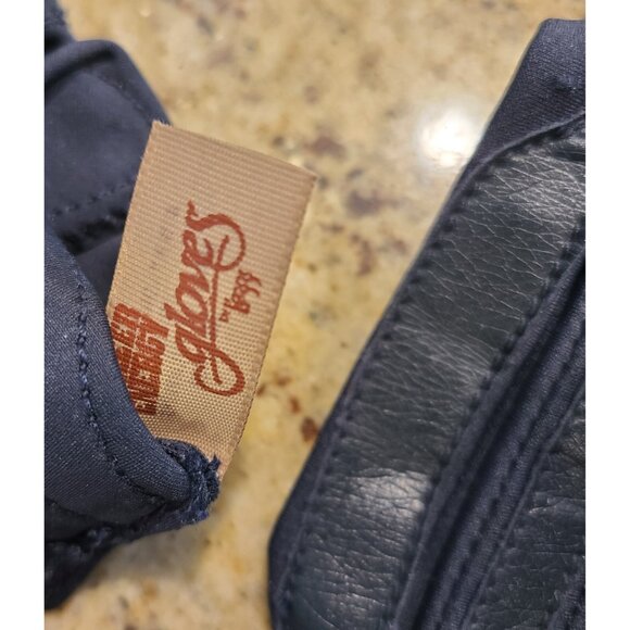 Vintage Womens OSFA Blue Stretch Leather Grip Driving Gloves Sheer Energy Leggs - Picture 10 of 16